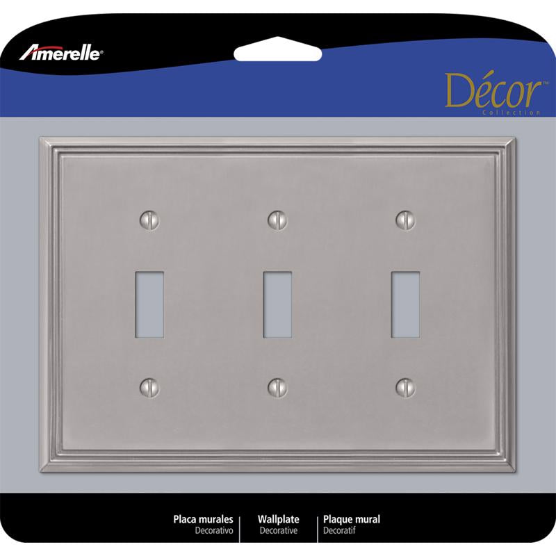 Amerelle Metro Brushed Nickel 3 gang Die-Cast Metal Toggle Wall Plate