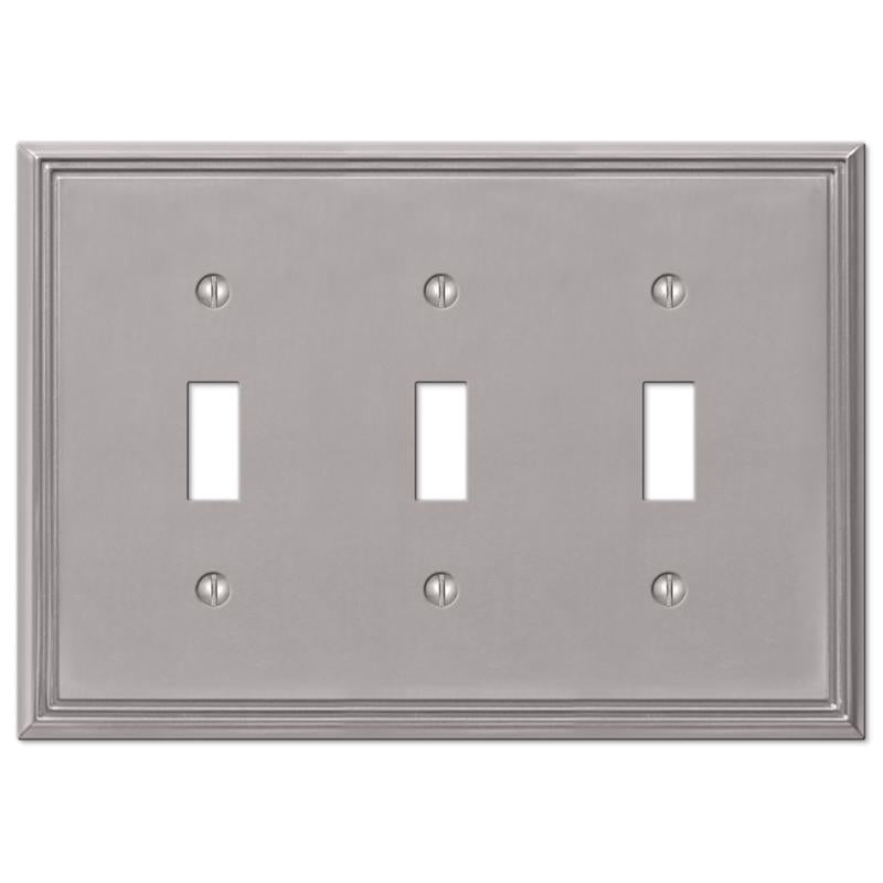 Amerelle Metro Brushed Nickel 3 gang Die-Cast Metal Toggle Wall Plate