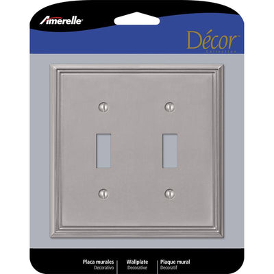 Amerelle Metro Brushed Nickel 2 gang Die-Cast Metal Toggle Wall Plate