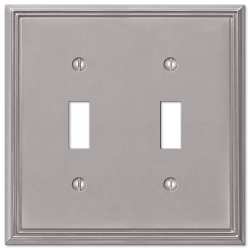 Amerelle Metro Brushed Nickel 2 gang Die-Cast Metal Toggle Wall Plate