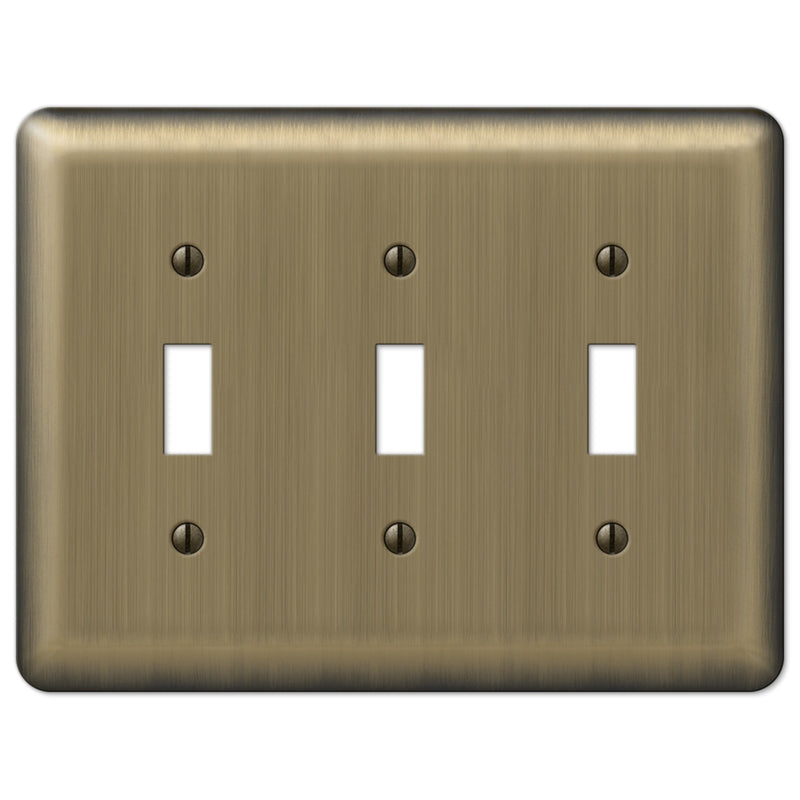 Amerelle Devon Brushed Brass 3 gang Stamped Steel Toggle Wall Plate