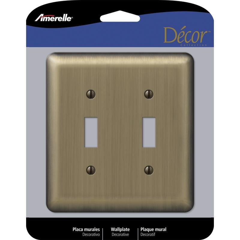 Amerelle Devon Brushed Brass 2 gang Stamped Steel Toggle Wall Plate