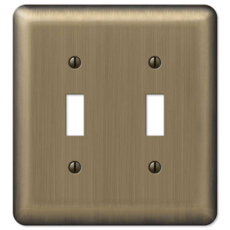 Amerelle Devon Brushed Brass 2 gang Stamped Steel Toggle Wall Plate