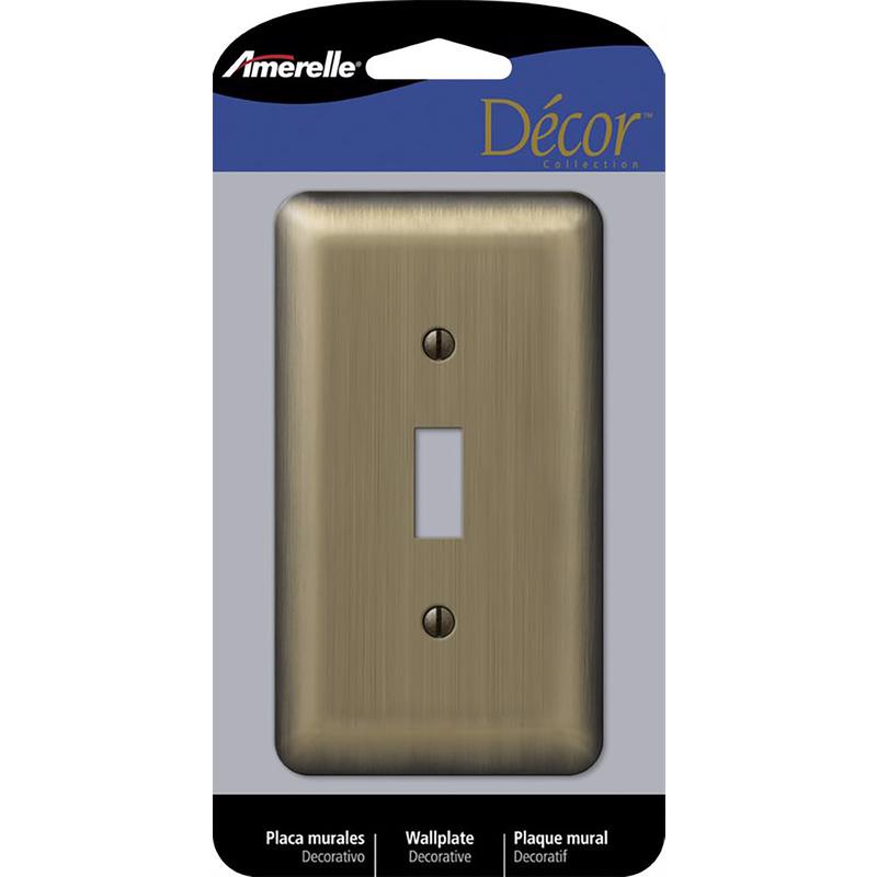Amerelle Devon Brushed Brass 1 gang Stamped Steel Toggle Wall Plate