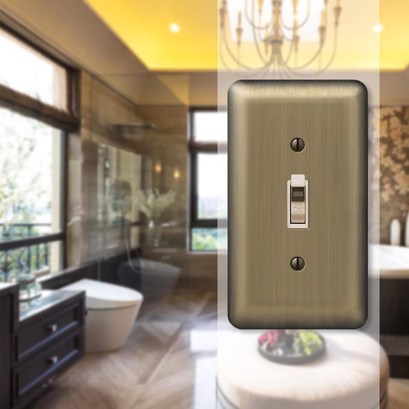 Amerelle Devon Brushed Brass 1 gang Stamped Steel Toggle Wall Plate