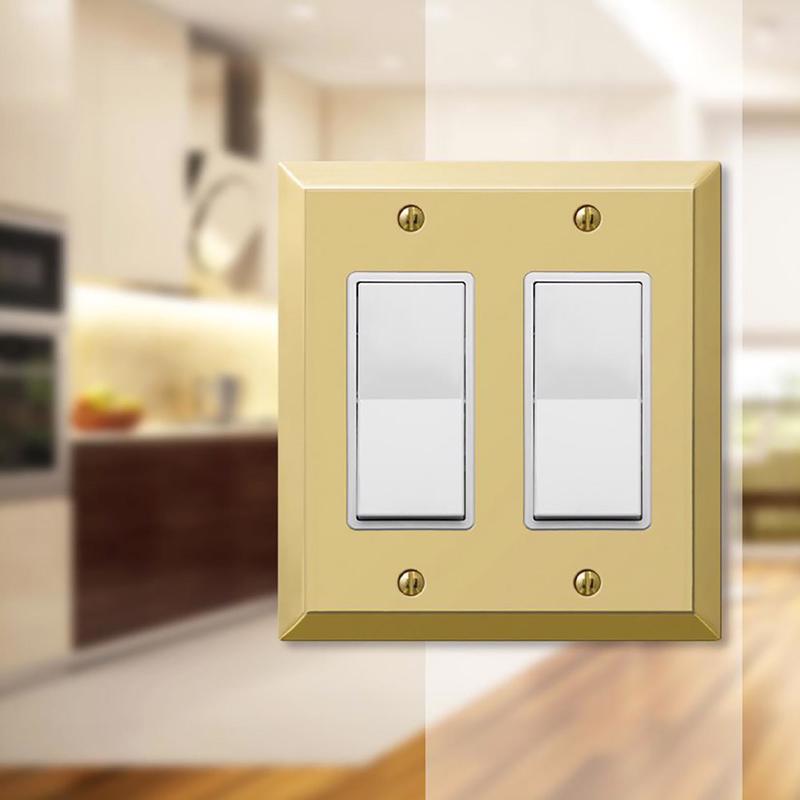 Amerelle Century Polished Brass 2 gang Stamped Steel Decorator Wall Plate