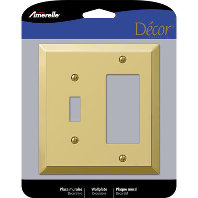 Amerelle Century Polished Brass 2 gang Stamped Steel Decorator/Toggle Wall Plate