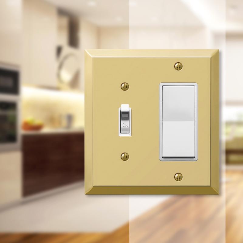 Amerelle Century Polished Brass 2 gang Stamped Steel Decorator/Toggle Wall Plate