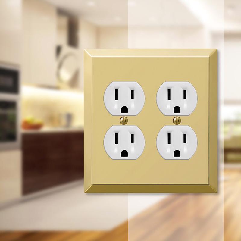Amerelle Century Polished Brass 2 gang Stamped Steel Duplex Wall Plate