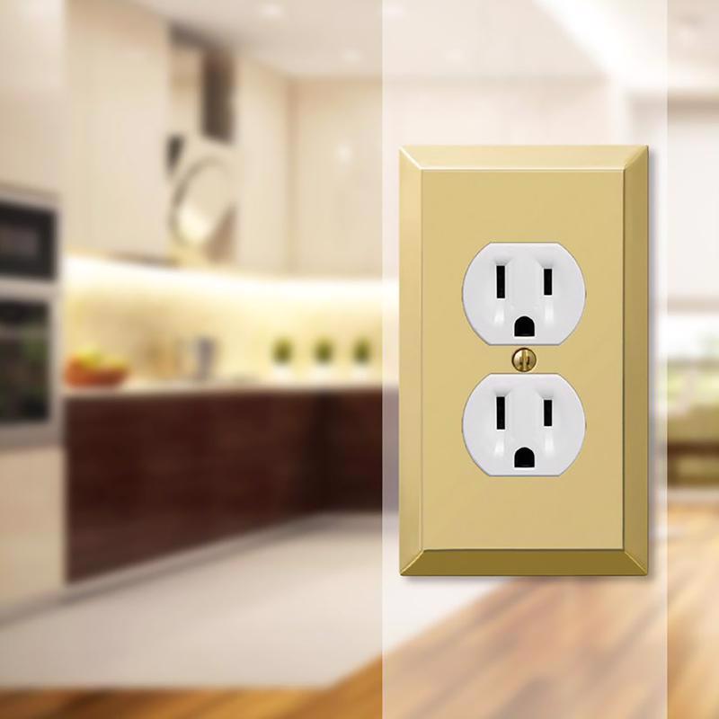 Amerelle Century Polished Brass 1 gang Stamped Steel Duplex Wall Plate