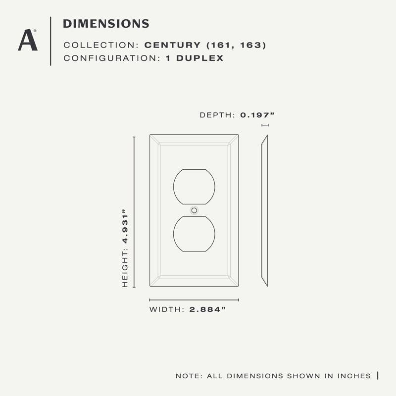 Amerelle Century Polished Brass 1 gang Stamped Steel Duplex Wall Plate
