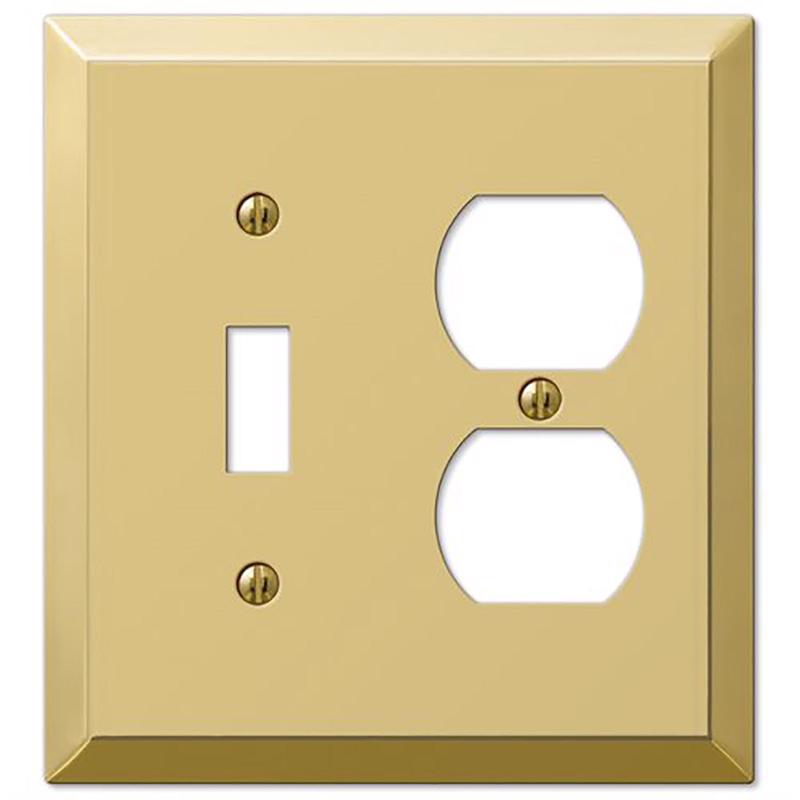 Amerelle Century Polished Brass 2 gang Stamped Steel Duplex/Toggle Wall Plate