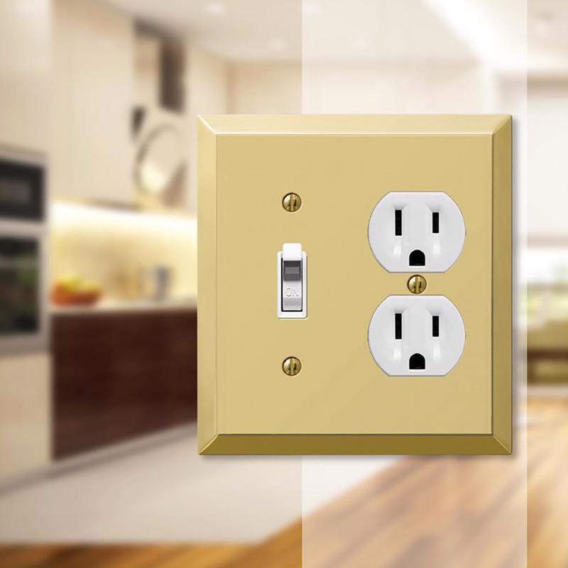 Amerelle Century Polished Brass 2 gang Stamped Steel Duplex/Toggle Wall Plate