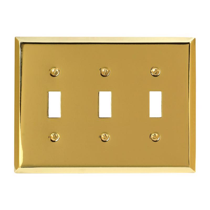 Amerelle Century Polished Brass 3 gang Stamped Steel Toggle Wall Plate