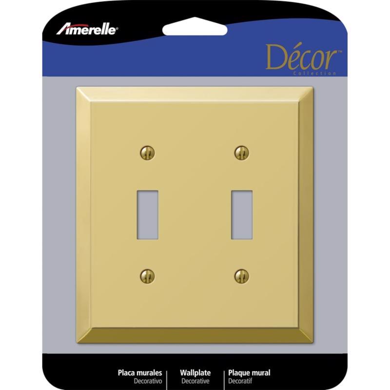 Amerelle Century Polished Brass 2 gang Stamped Steel Toggle Wall Plate