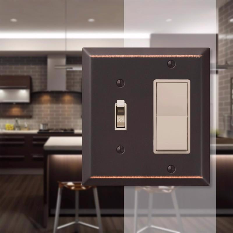 Amerelle Century Aged Bronze 2 gang Stamped Steel Decorator/Toggle Wall Plate