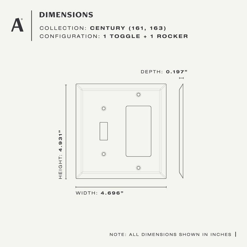 Amerelle Century Aged Bronze 2 gang Stamped Steel Decorator/Toggle Wall Plate