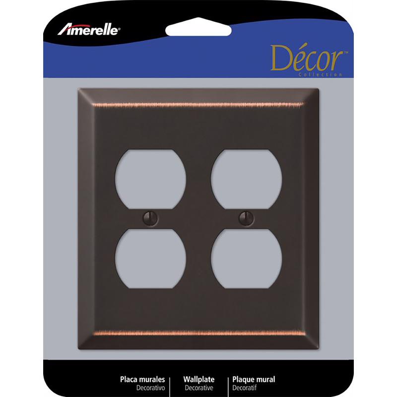 Amerelle Century Aged Bronze 2 gang Stamped Steel Duplex Wall Plate