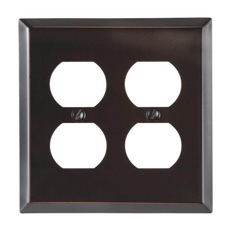 Amerelle Century Aged Bronze 2 gang Stamped Steel Duplex Wall Plate