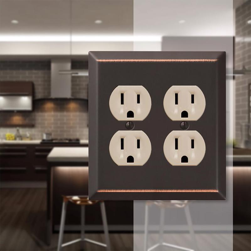 Amerelle Century Aged Bronze 2 gang Stamped Steel Duplex Wall Plate