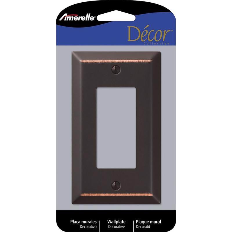 Amerelle Century Aged Bronze 1 gang Stamped Steel Decorator Wall Plate