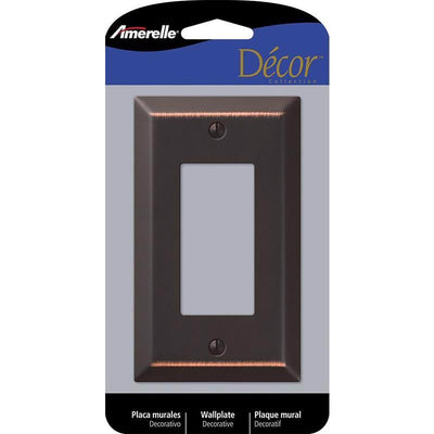 Amerelle Century Aged Bronze 1 gang Stamped Steel Decorator Wall Plate