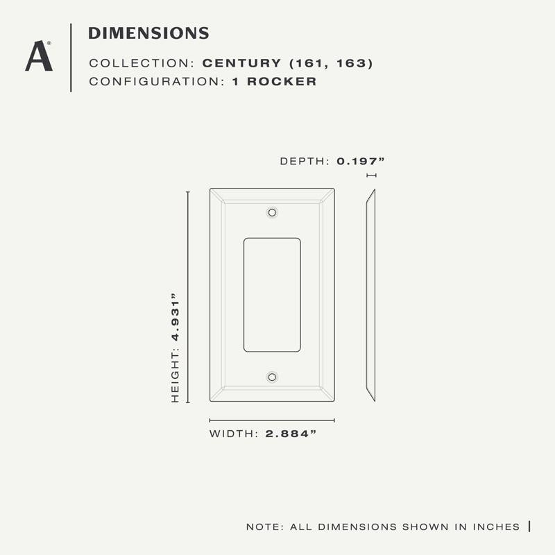 Amerelle Century Aged Bronze 1 gang Stamped Steel Decorator Wall Plate