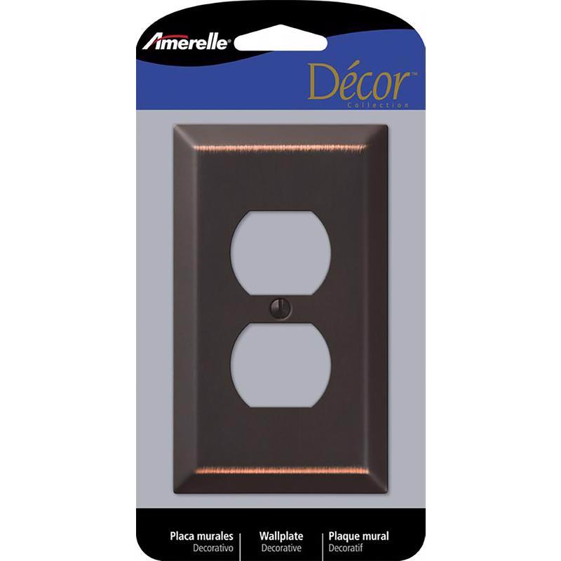 Amerelle Century Aged Bronze 1 gang Stamped Steel Duplex Wall Plate
