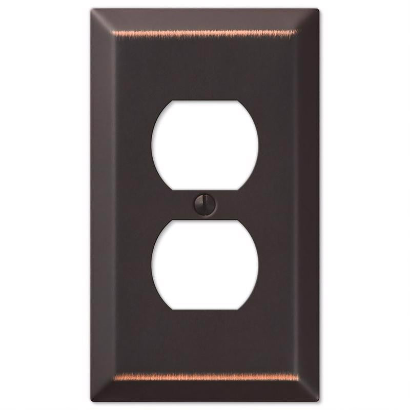 Amerelle Century Aged Bronze 1 gang Stamped Steel Duplex Wall Plate