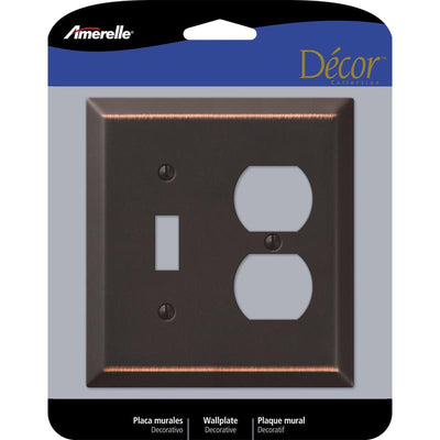 Amerelle Century Aged Bronze 2 gang Stamped Steel Toggle Wall Plate