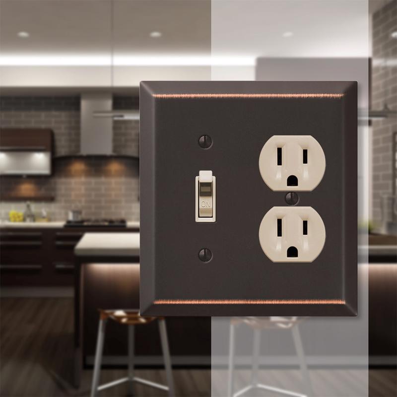 Amerelle Century Aged Bronze 2 gang Stamped Steel Toggle Wall Plate
