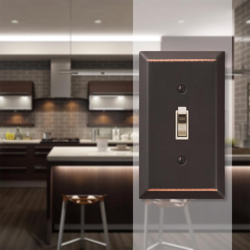 Amerelle Century Aged Bronze 2 gang Stamped Steel Toggle Wall Plate