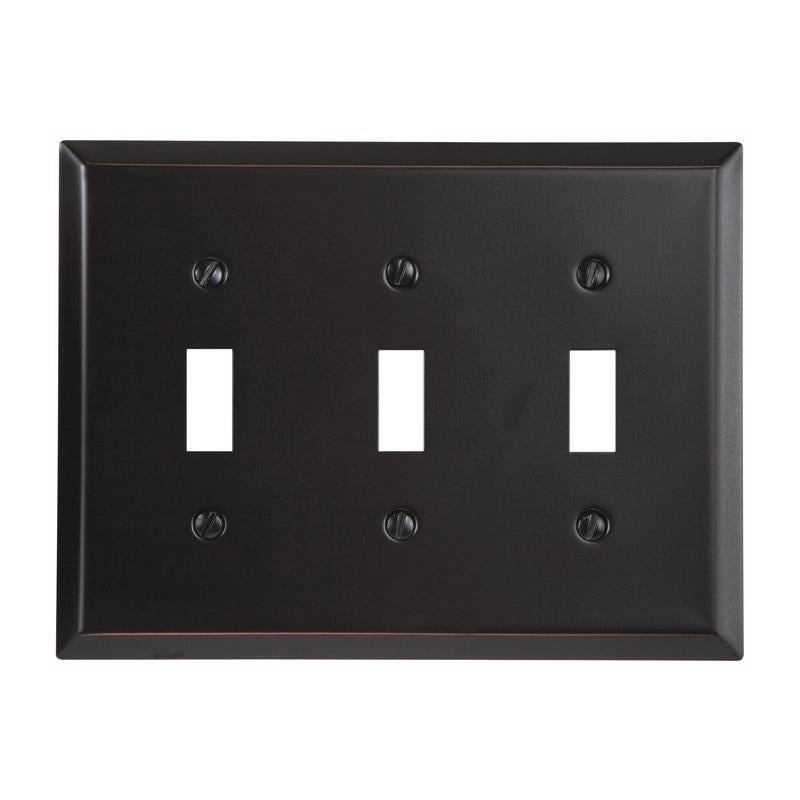 Amerelle Century Antique Bronze 3 gang Stamped Steel Toggle Wall Plate
