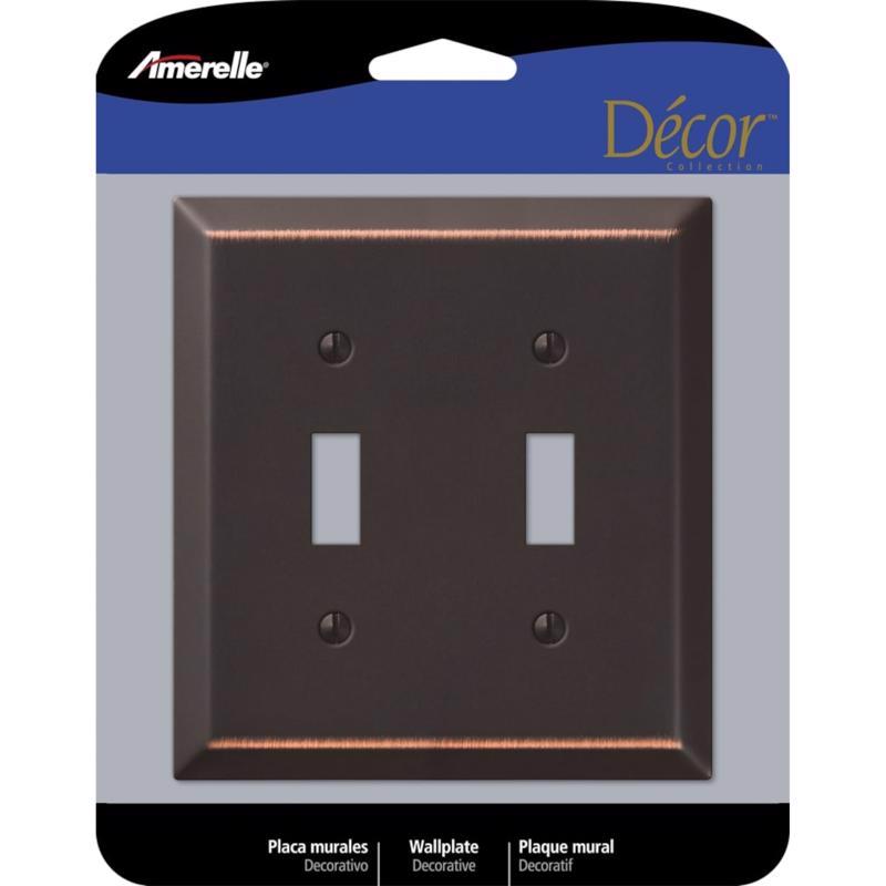 Amerelle Century Antique Bronze 2 gang Stamped Steel Toggle Wall Plate