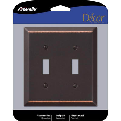 Amerelle Century Antique Bronze 2 gang Stamped Steel Toggle Wall Plate