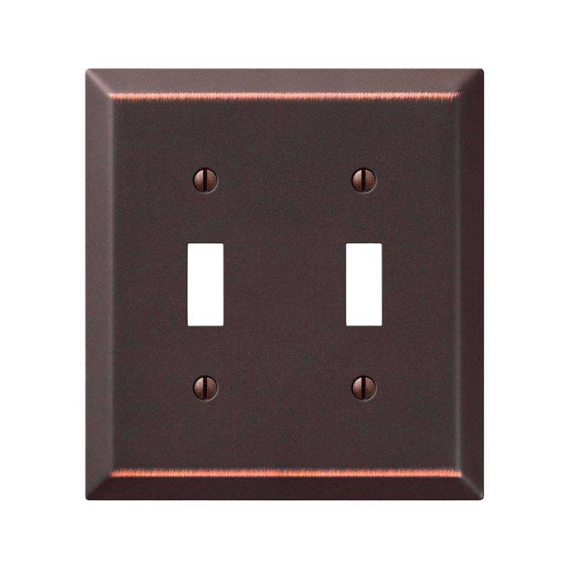 Amerelle Century Antique Bronze 2 gang Stamped Steel Toggle Wall Plate