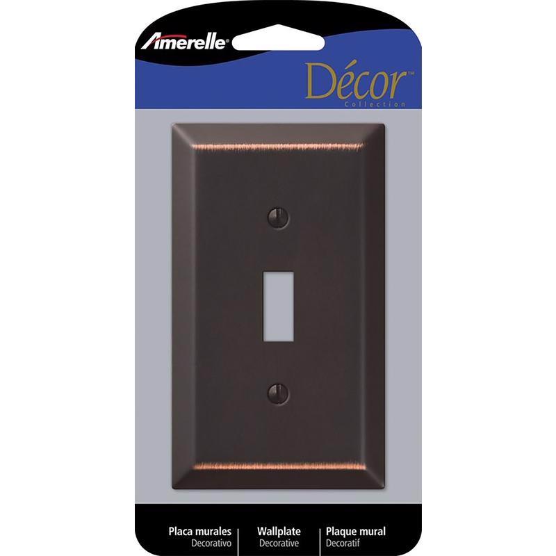 Amerelle Century Aged Bronze 1 gang Stamped Steel Toggle Wall Plate
