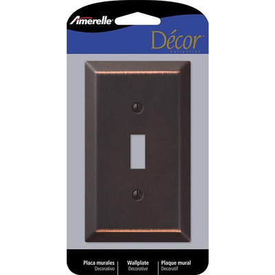 Amerelle Century Aged Bronze 1 gang Stamped Steel Toggle Wall Plate