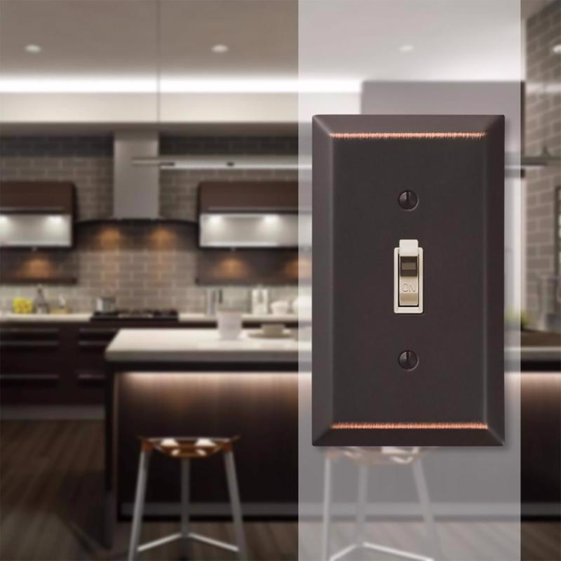 Amerelle Century Aged Bronze 1 gang Stamped Steel Toggle Wall Plate