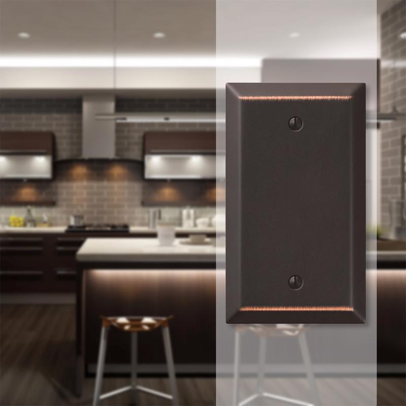 Amerelle Century Aged Bronze 1 gang Stamped Steel Blank Wall Plate