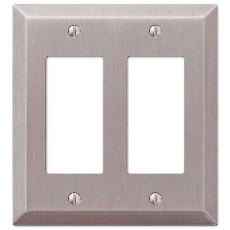 Amerelle Century Brushed Nickel 2 gang Stamped Steel Decorator Wall Plate