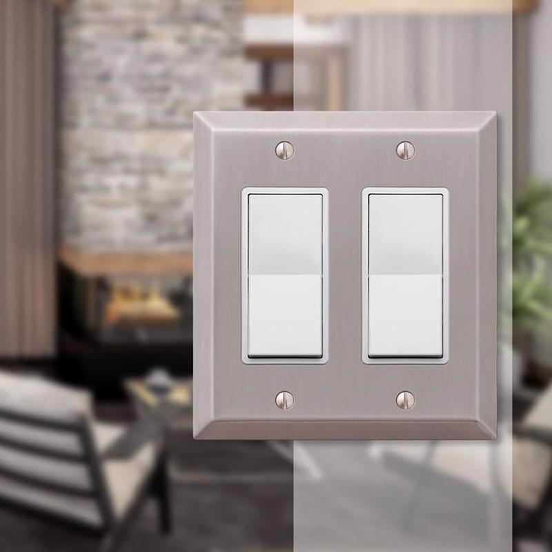 Amerelle Century Brushed Nickel 2 gang Stamped Steel Decorator Wall Plate