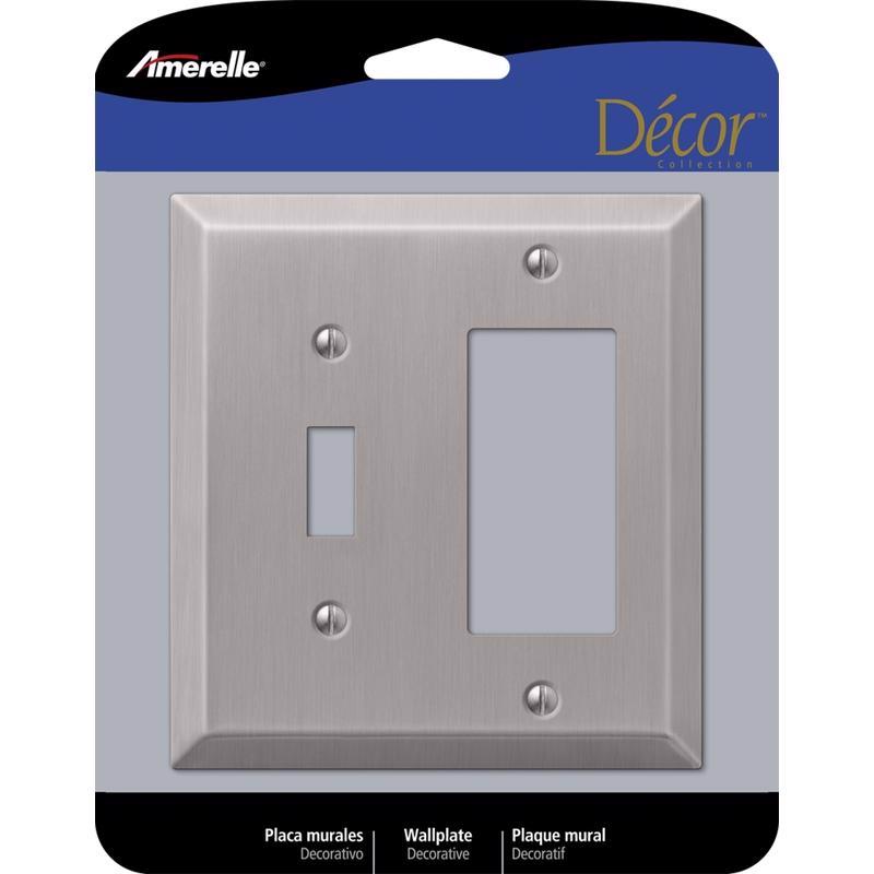 Amerelle Century Brushed Nickel 2 gang Stamped Steel Toggle Wall Plate