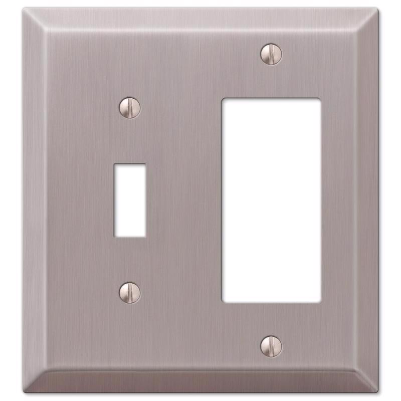 Amerelle Century Brushed Nickel 2 gang Stamped Steel Toggle Wall Plate