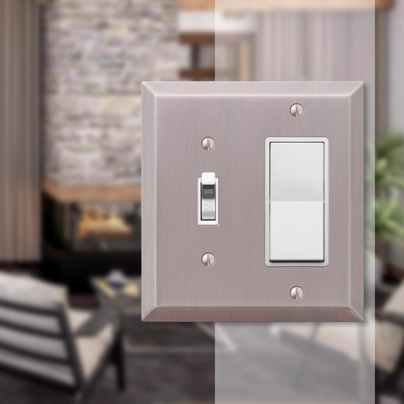 Amerelle Century Brushed Nickel 2 gang Stamped Steel Toggle Wall Plate