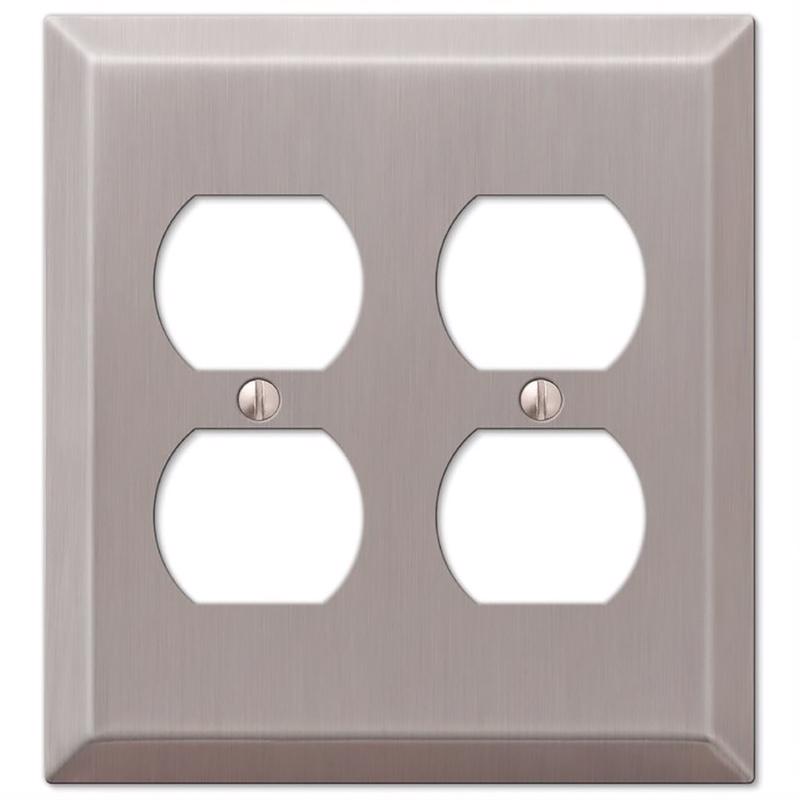 Amerelle Century Brushed Nickel 2 gang Stamped Steel Duplex Wall Plate