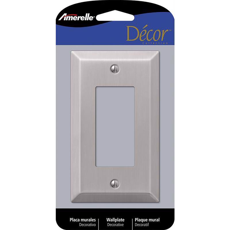 Amerelle Century Brushed Nickel 1 gang Stamped Steel Decorator Wall Plate