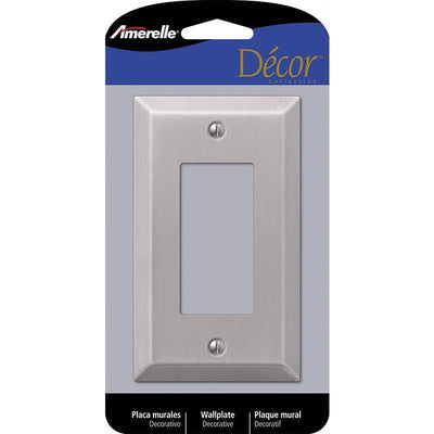 Amerelle Century Brushed Nickel 1 gang Stamped Steel Decorator Wall Plate