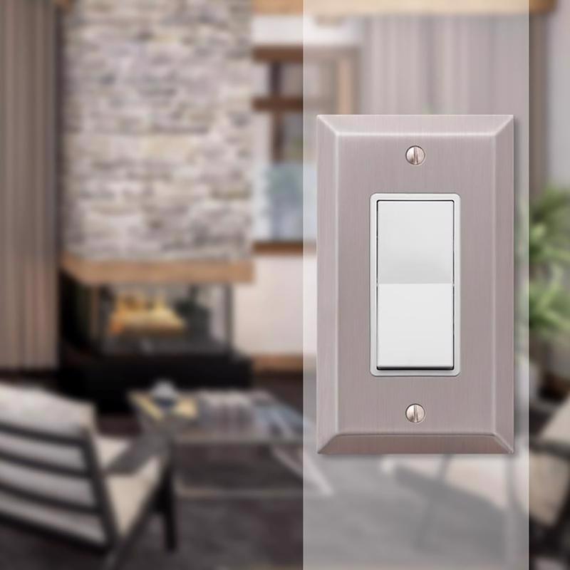 Amerelle Century Brushed Nickel 1 gang Stamped Steel Decorator Wall Plate