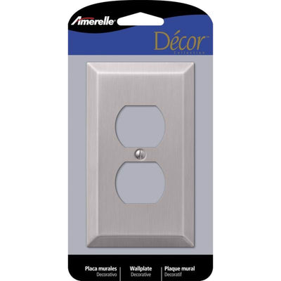 Amerelle Century Brushed Nickel 1 gang Stamped Steel Duplex Wall Plate